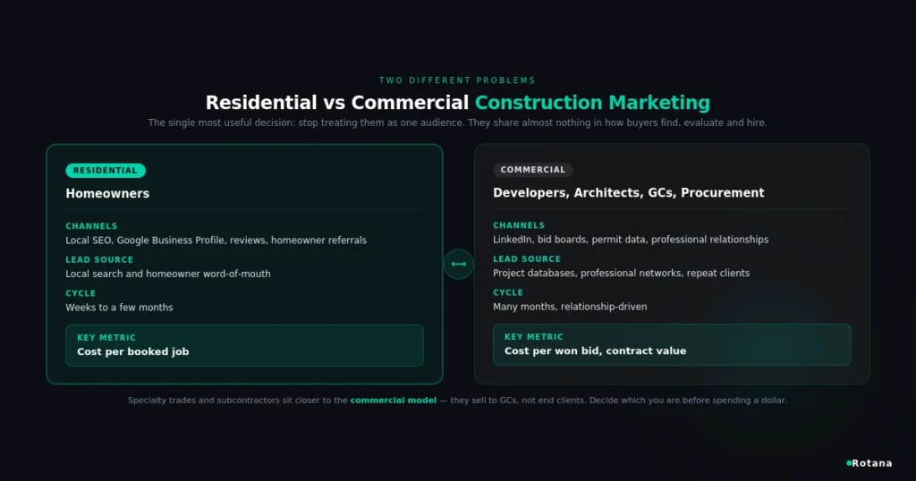 residential versus commercial construction marketing
